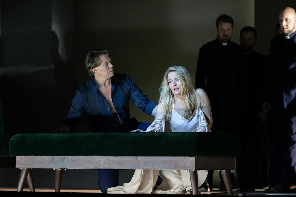 Opera ND I Armida (zkouška): Aleš Briscein (Rinald), Alžběta Poláčková (Armida), Jan Šťáva (Ubald) – foto: Zdeněk Sokol